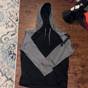 Nike Men's Dri-FIT Black and Gray Hoodie Sweater
